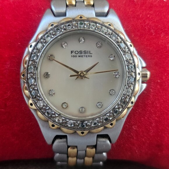 Fossil Women Wrsitwatch Crystals Accent Face Silver/Gold Tone Quartz Watch - Picture 1 of 14
